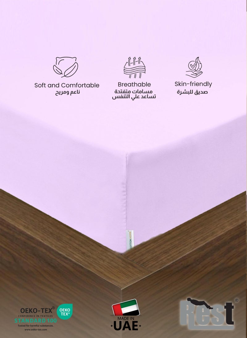 REST 3-Piece Light Purple Plush 160x200+30cm Fitted Bedsheet Set Includes 1 Deep Pocket Fitted Bedsheet and 2 Pillow Covers, Breathable and Machine Washable - Image 2